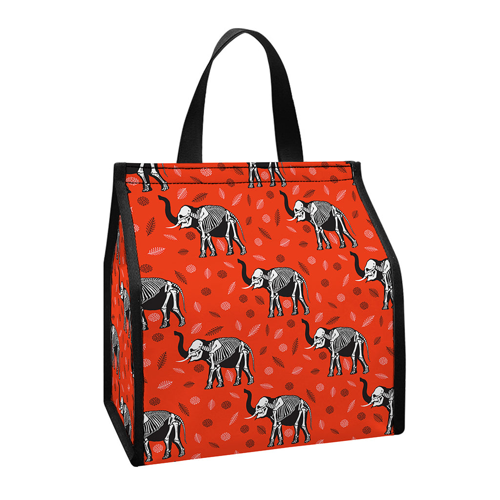 Elephant Skeleton X-Ray Pattern Print Insulated Lunch Tote