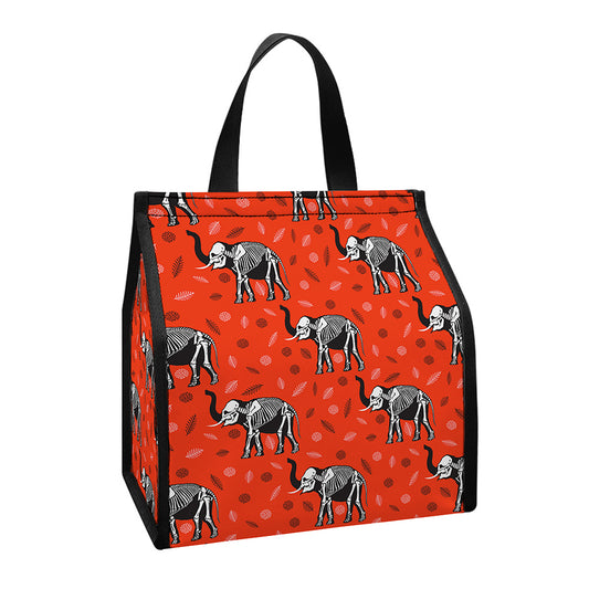 Elephant Skeleton X-Ray Pattern Print Insulated Lunch Tote