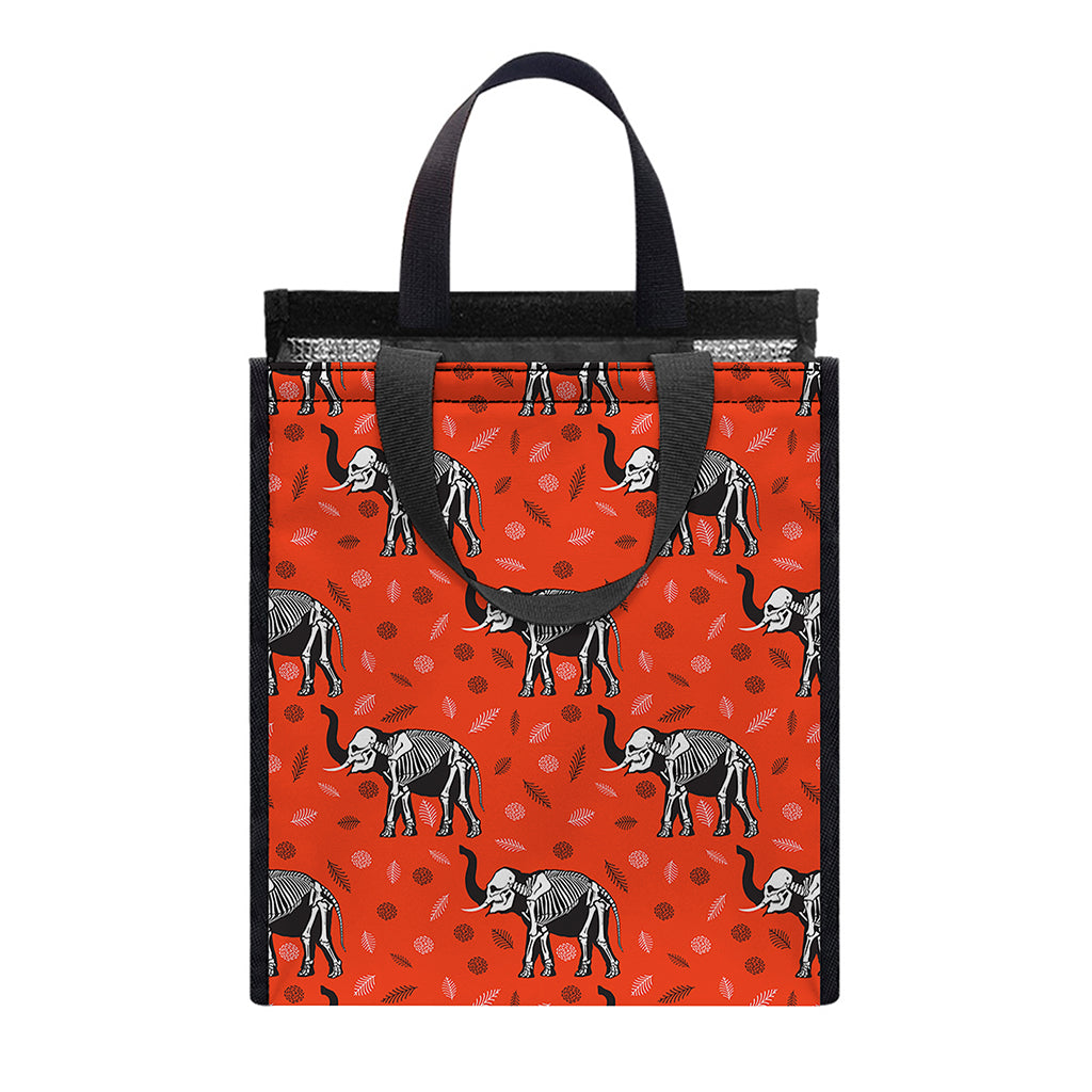 Elephant Skeleton X-Ray Pattern Print Insulated Lunch Tote