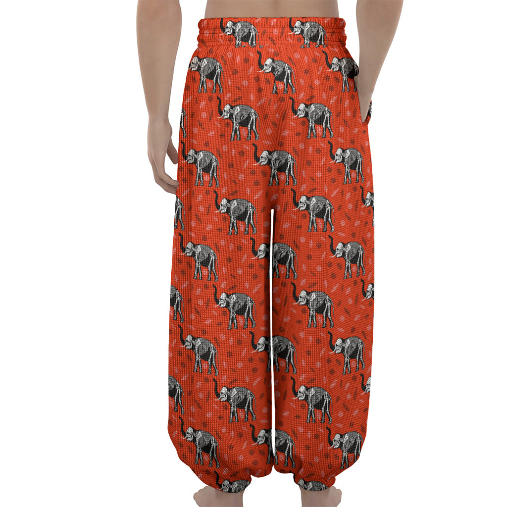 Elephant Skeleton X-Ray Pattern Print Lantern Pants