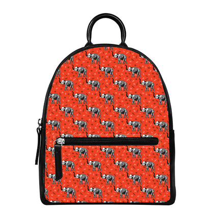 Elephant Skeleton X-Ray Pattern Print Leather Backpack