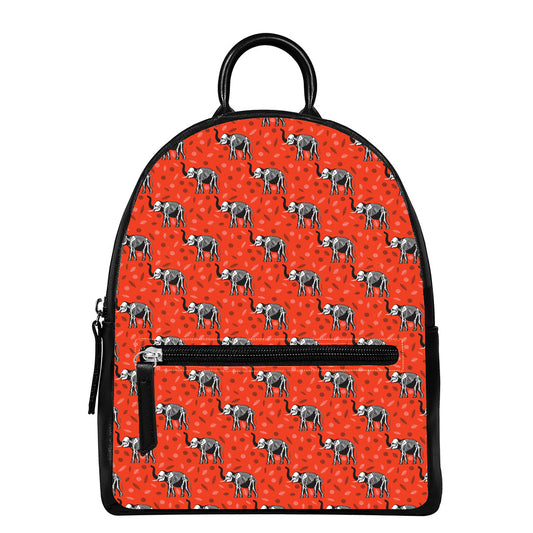 Elephant Skeleton X-Ray Pattern Print Leather Backpack