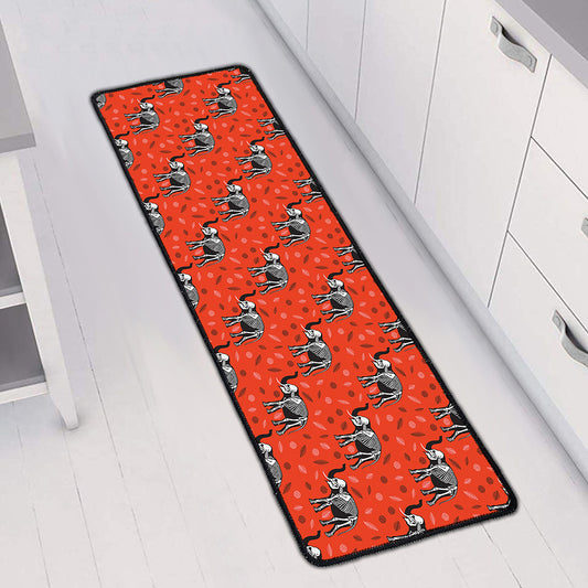 Elephant Skeleton X-Ray Pattern Print Long Kitchen Mat