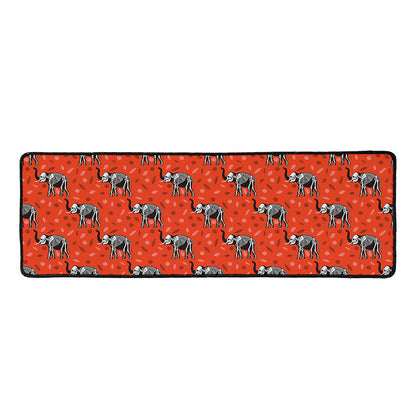 Elephant Skeleton X-Ray Pattern Print Long Kitchen Mat
