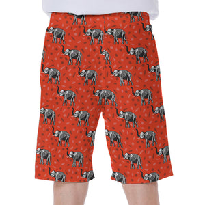 Elephant Skeleton X-Ray Pattern Print Men's Beach Shorts