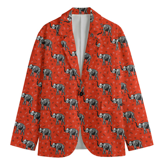 Elephant Skeleton X-Ray Pattern Print Men's Blazer