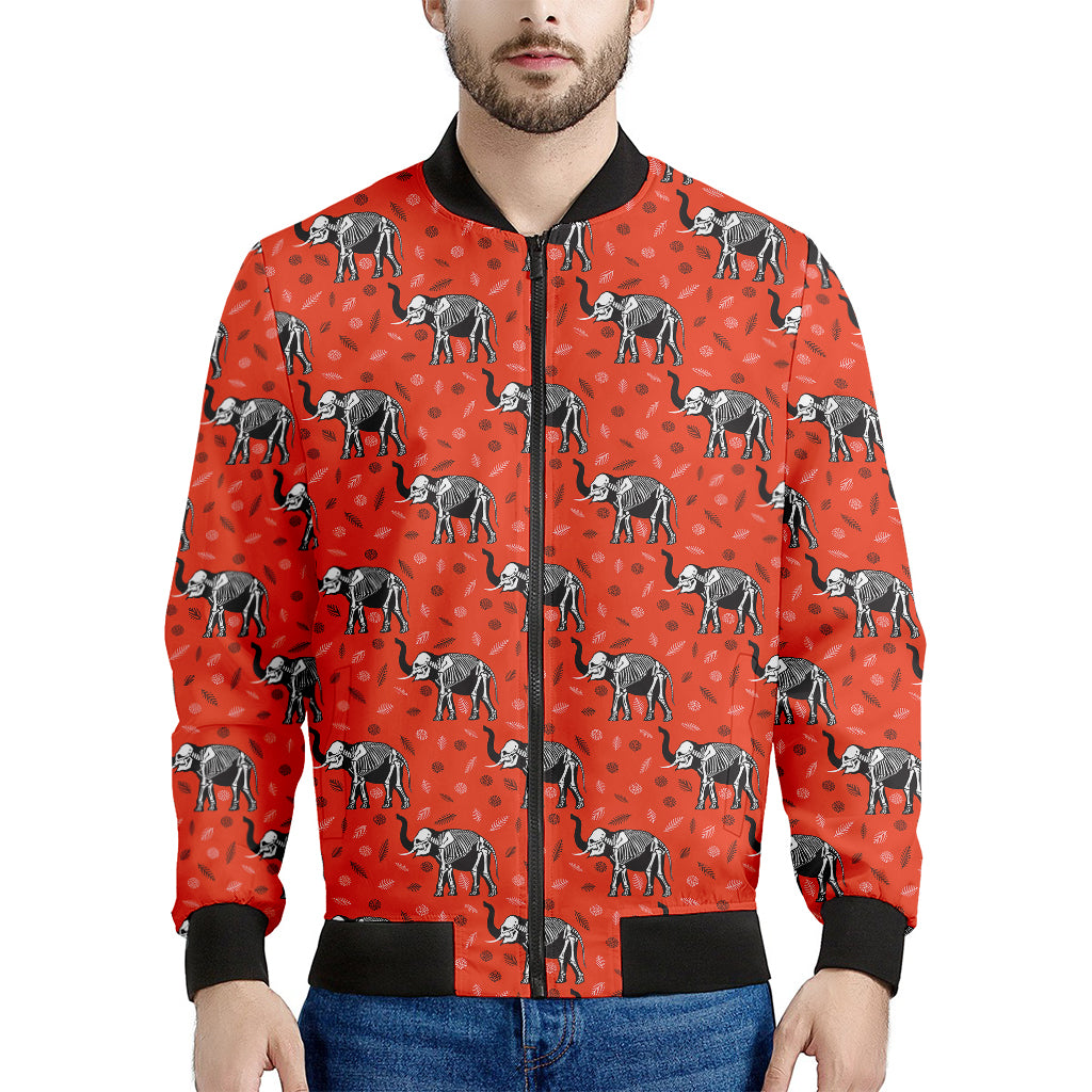 Elephant Skeleton X-Ray Pattern Print Men's Bomber Jacket