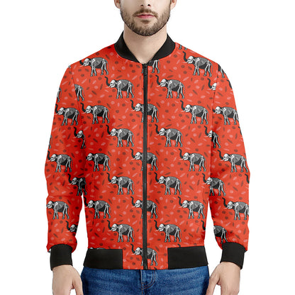 Elephant Skeleton X-Ray Pattern Print Men's Bomber Jacket