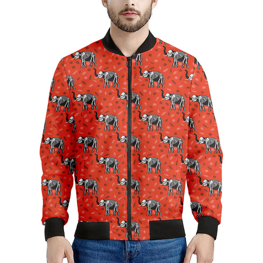 Elephant Skeleton X-Ray Pattern Print Men's Bomber Jacket