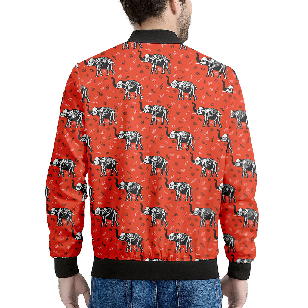 Elephant Skeleton X-Ray Pattern Print Men's Bomber Jacket