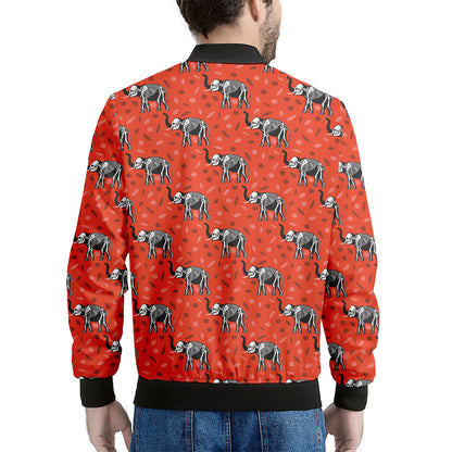 Elephant Skeleton X-Ray Pattern Print Men's Bomber Jacket