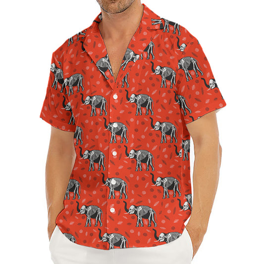 Elephant Skeleton X-Ray Pattern Print Men's Deep V-Neck Shirt