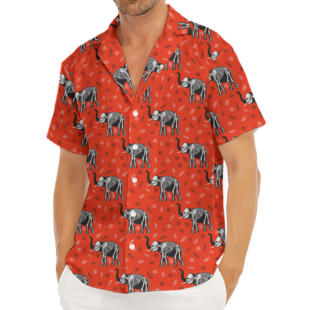 Elephant Skeleton X-Ray Pattern Print Men's Deep V-Neck Shirt