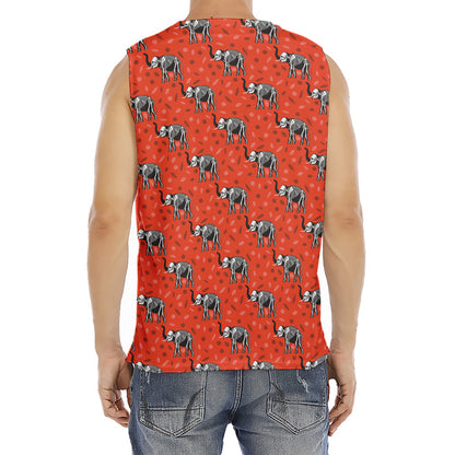 Elephant Skeleton X-Ray Pattern Print Men's Fitness Tank Top
