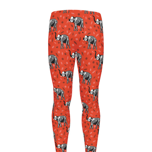 Elephant Skeleton X-Ray Pattern Print Men's leggings