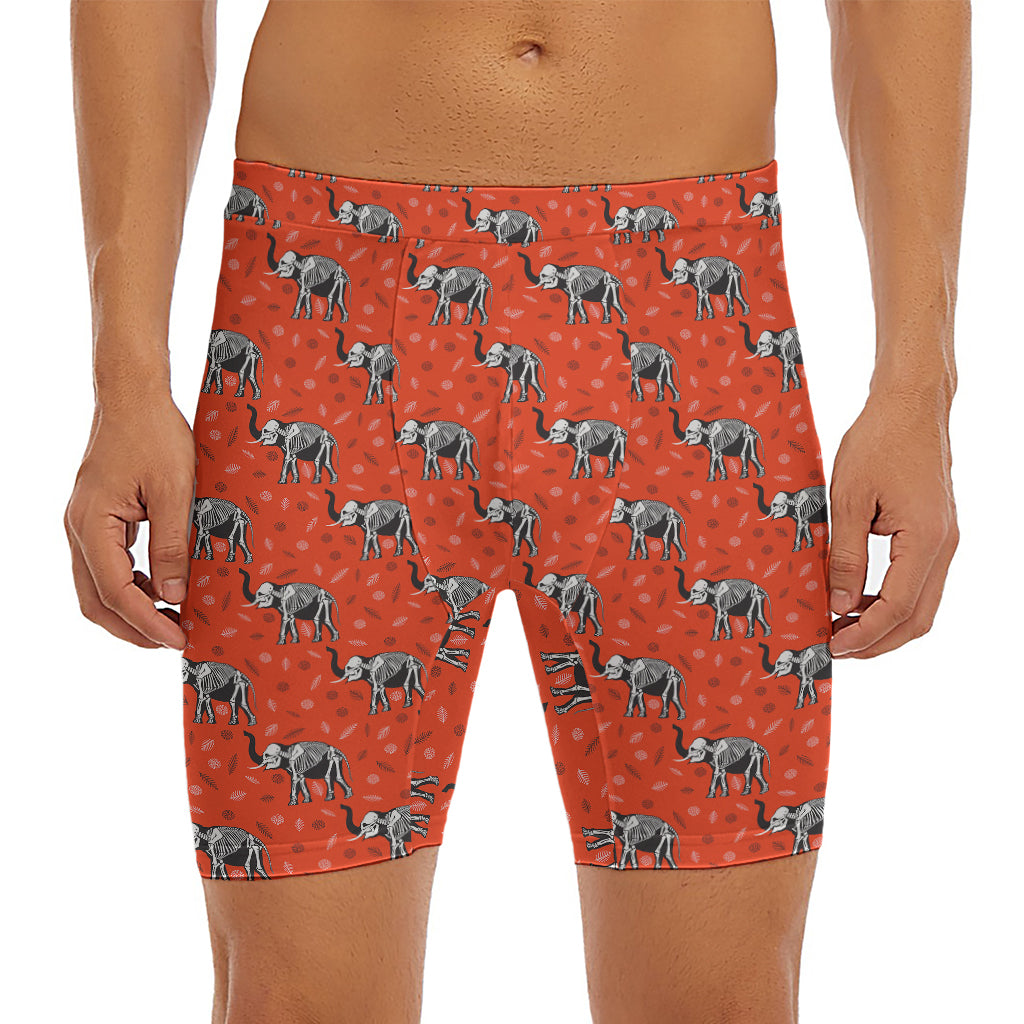 Elephant Skeleton X-Ray Pattern Print Men's Long Boxer Briefs