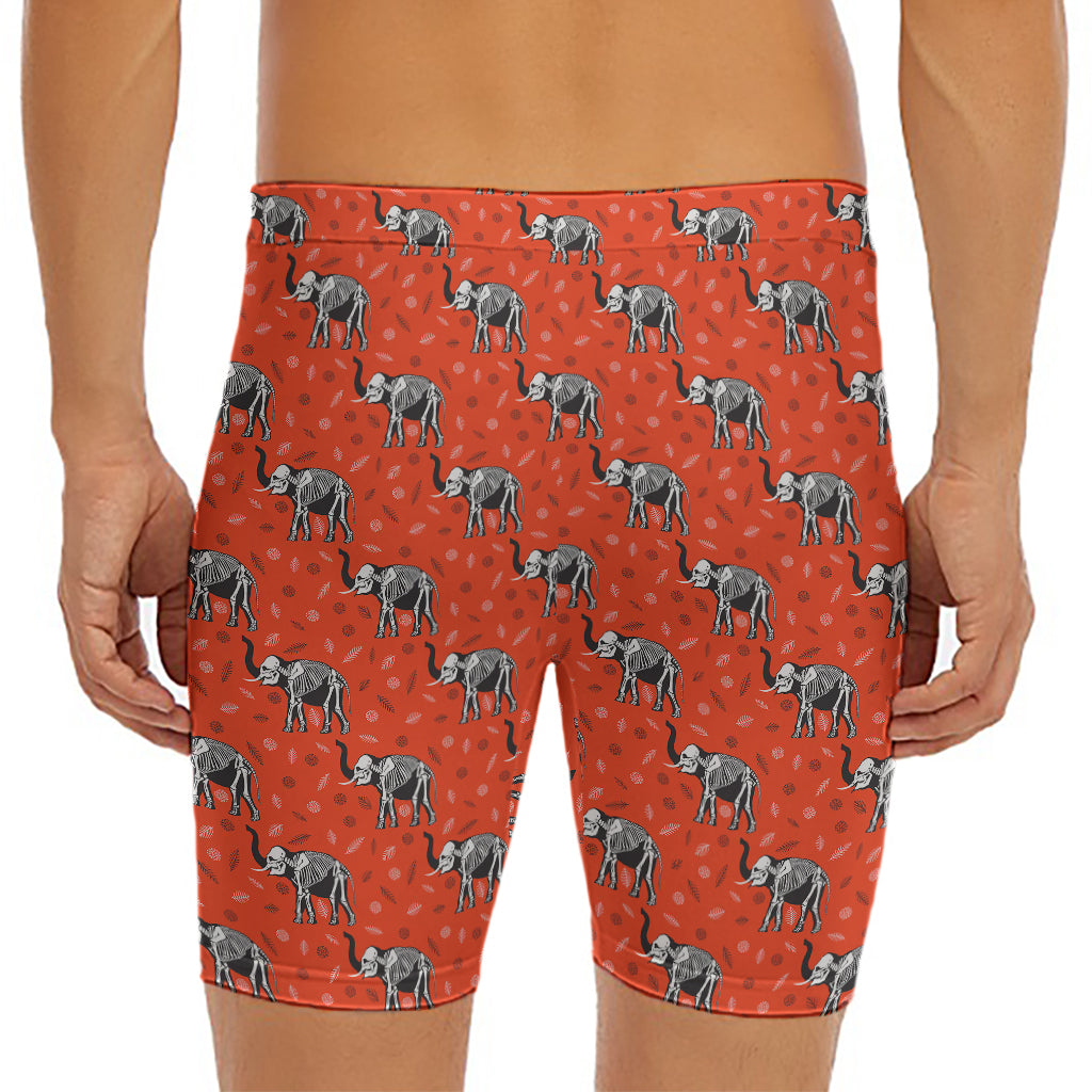 Elephant Skeleton X-Ray Pattern Print Men's Long Boxer Briefs