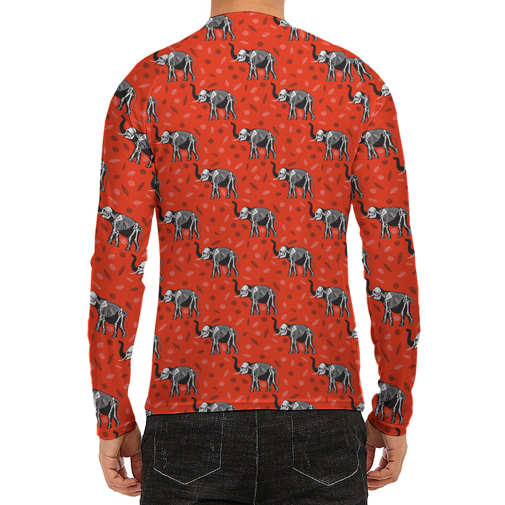 Elephant Skeleton X-Ray Pattern Print Men's Long Sleeve Rash Guard