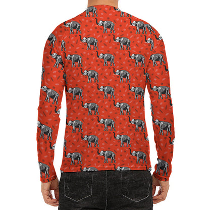 Elephant Skeleton X-Ray Pattern Print Men's Long Sleeve Rash Guard
