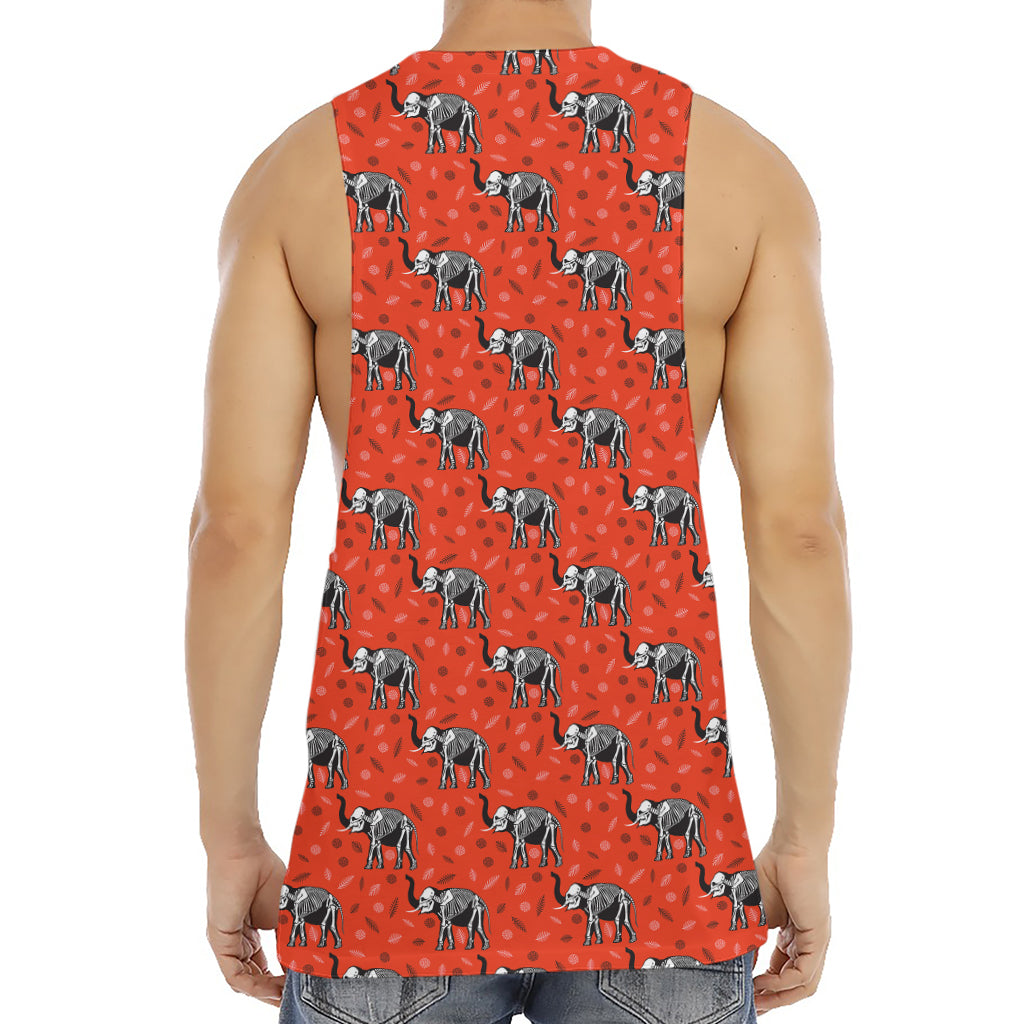 Elephant Skeleton X-Ray Pattern Print Men's Muscle Tank Top