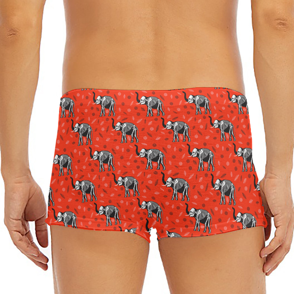 Elephant Skeleton X-Ray Pattern Print Men's Short Boxer Briefs
