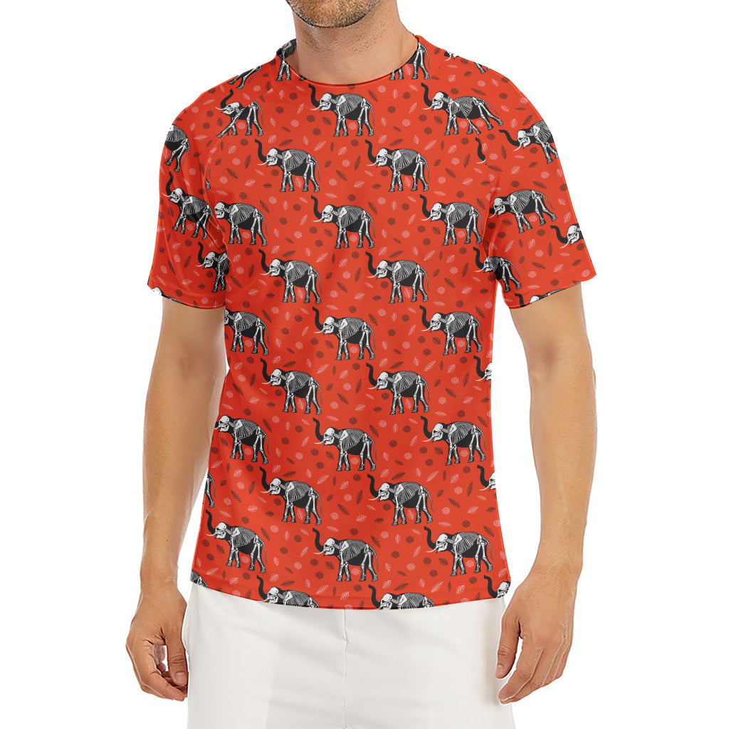 Elephant Skeleton X-Ray Pattern Print Men's Short Sleeve Rash Guard