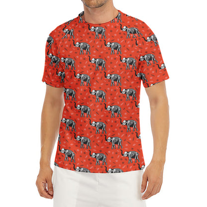 Elephant Skeleton X-Ray Pattern Print Men's Short Sleeve Rash Guard