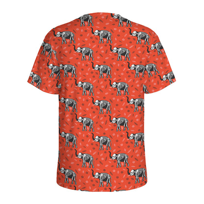 Elephant Skeleton X-Ray Pattern Print Men's Sports T-Shirt