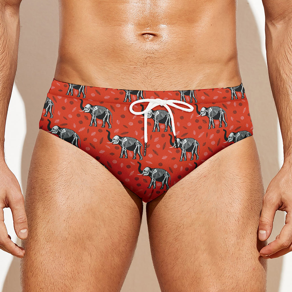 Elephant Skeleton X-Ray Pattern Print Men's Swim Briefs