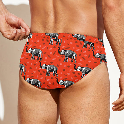 Elephant Skeleton X-Ray Pattern Print Men's Swim Briefs