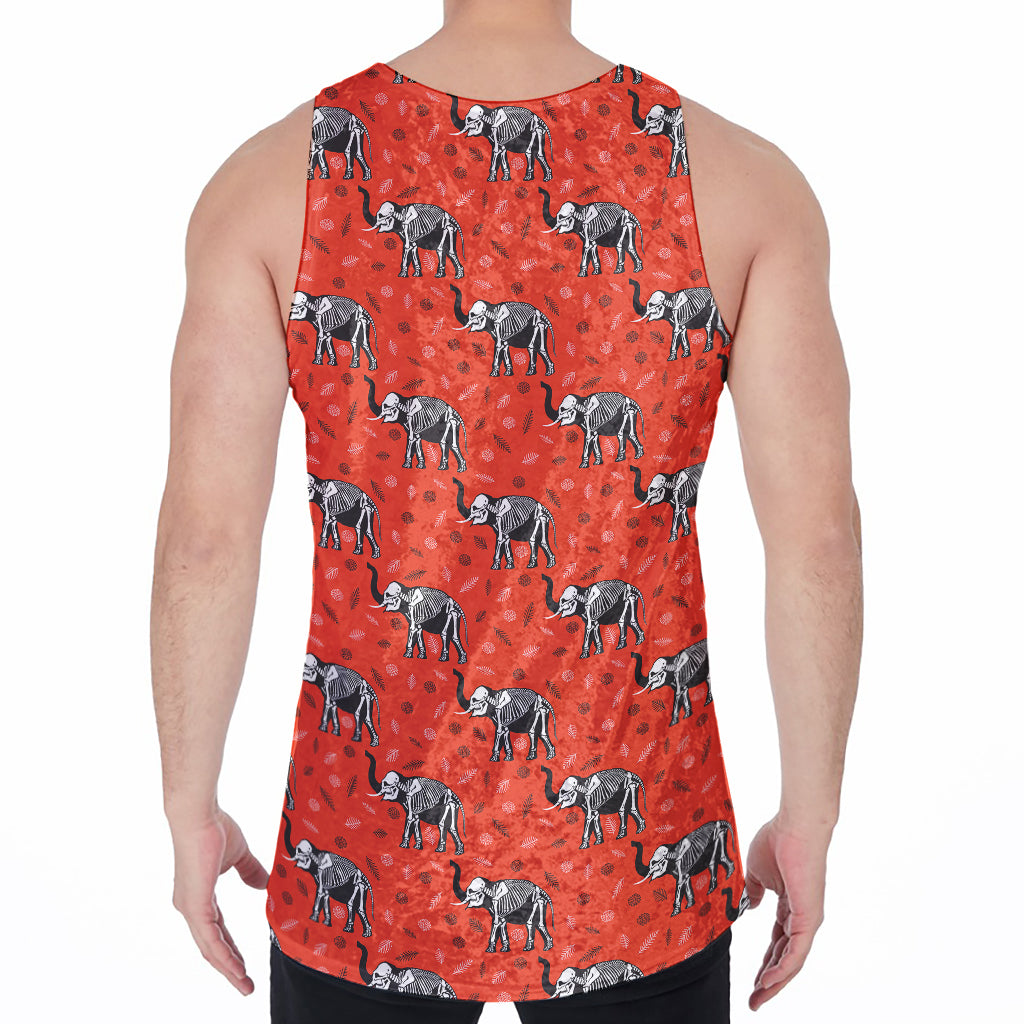 Elephant Skeleton X-Ray Pattern Print Men's Velvet Tank Top