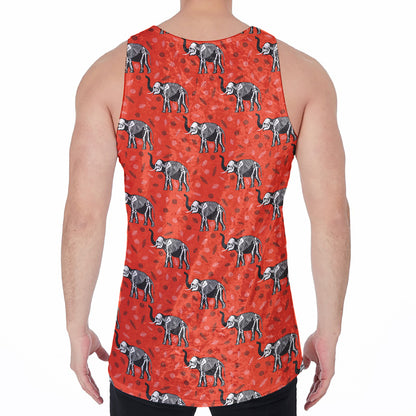 Elephant Skeleton X-Ray Pattern Print Men's Velvet Tank Top