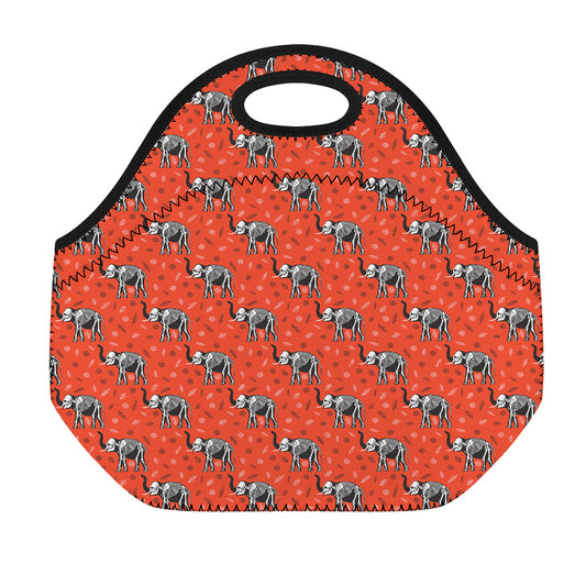 Elephant Skeleton X-Ray Pattern Print Neoprene Lunch Bag