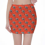 Elephant Skeleton X-Ray Pattern Print Pencil Mini Skirt