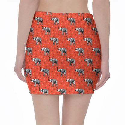 Elephant Skeleton X-Ray Pattern Print Pencil Mini Skirt