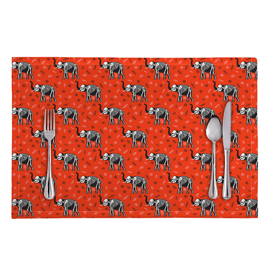 Elephant Skeleton X-Ray Pattern Print Placemat
