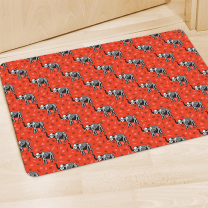 Elephant Skeleton X-Ray Pattern Print Polyester Doormat