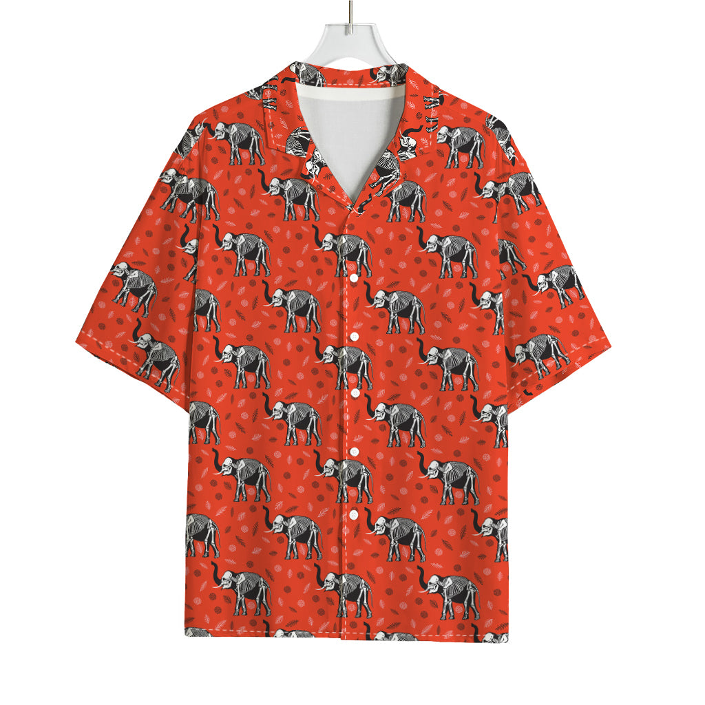 Elephant Skeleton X-Ray Pattern Print Rayon Hawaiian Shirt