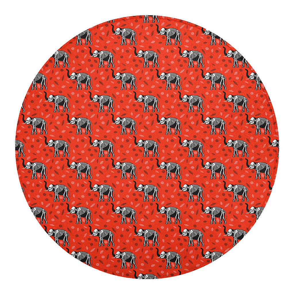 Elephant Skeleton X-Ray Pattern Print Round Blanket