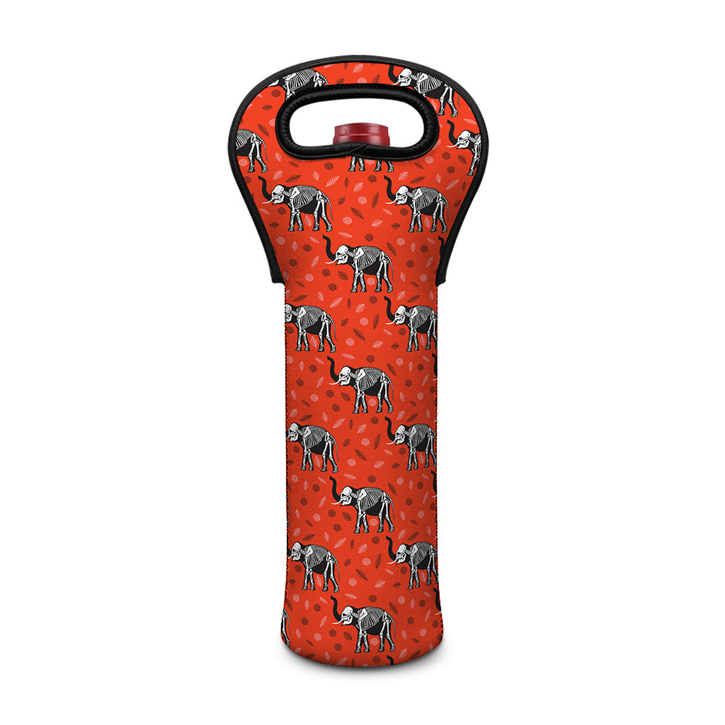 Elephant Skeleton X-Ray Pattern Print Single Neoprene Wine Tote