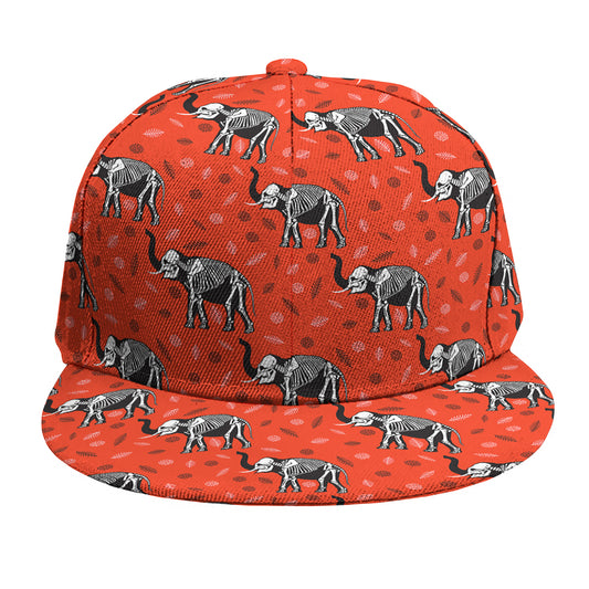 Elephant Skeleton X-Ray Pattern Print Snapback Cap