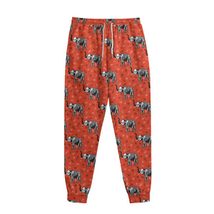 Elephant Skeleton X-Ray Pattern Print Sweatpants