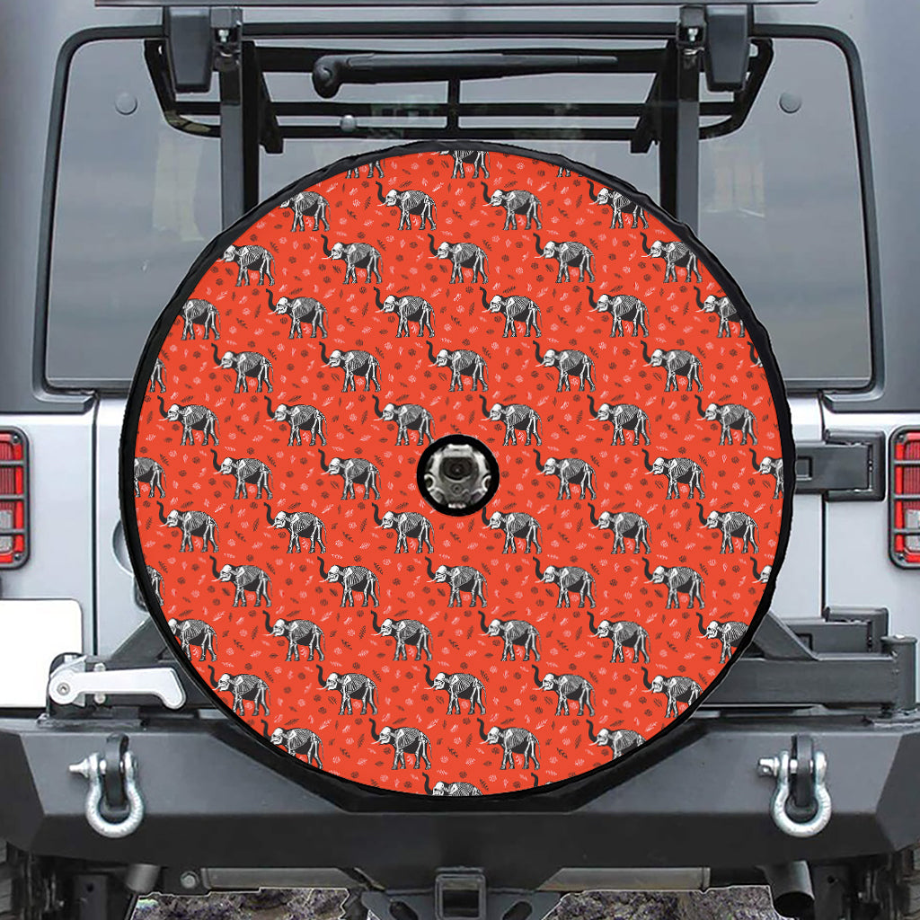 Elephant Skeleton X-Ray Pattern Print Tire Cover With Camera Hole