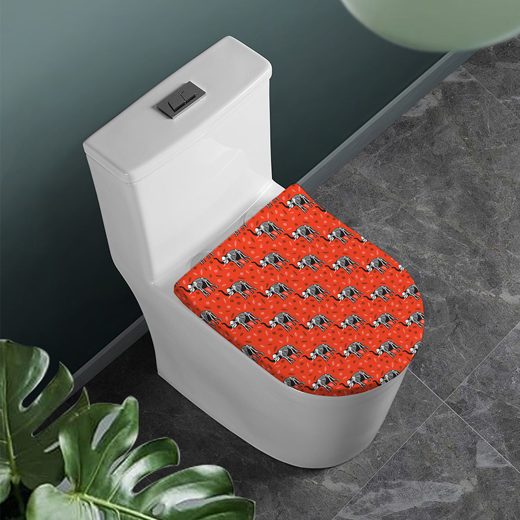 Elephant Skeleton X-Ray Pattern Print Toilet Lid Cover
