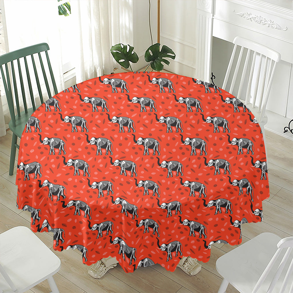 Elephant Skeleton X-Ray Pattern Print Waterproof Round Tablecloth