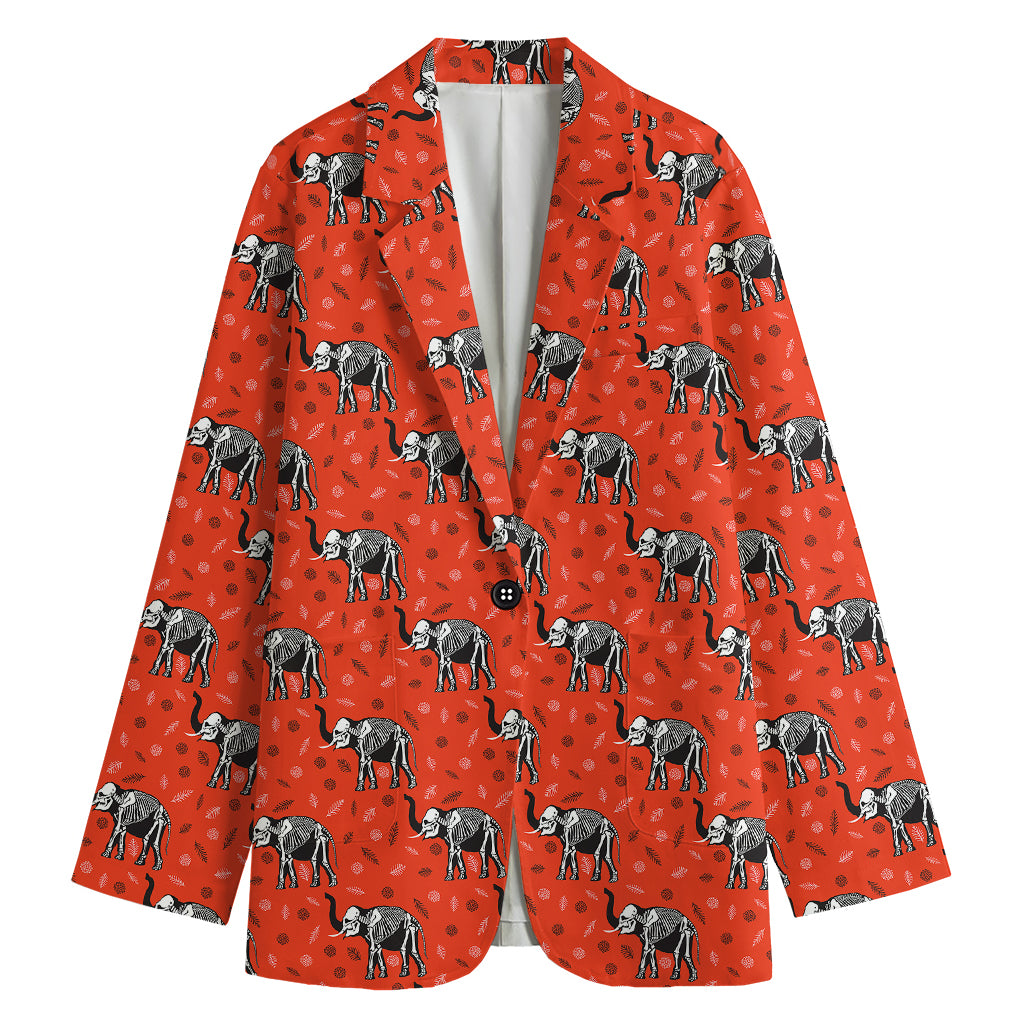 Elephant Skeleton X-Ray Pattern Print Women's Cotton Blazer