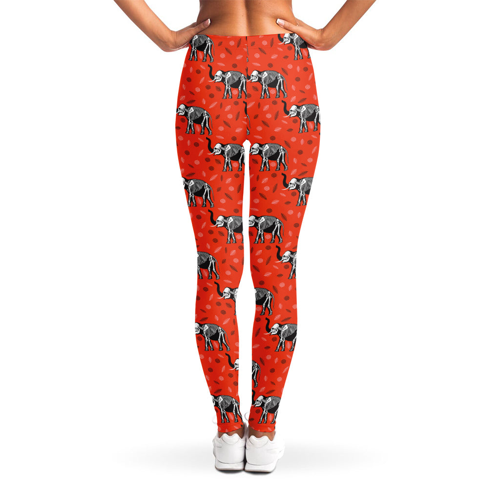 Elephant Skeleton X-Ray Pattern Print Women's Leggings