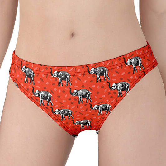 Elephant Skeleton X-Ray Pattern Print Women's Panties
