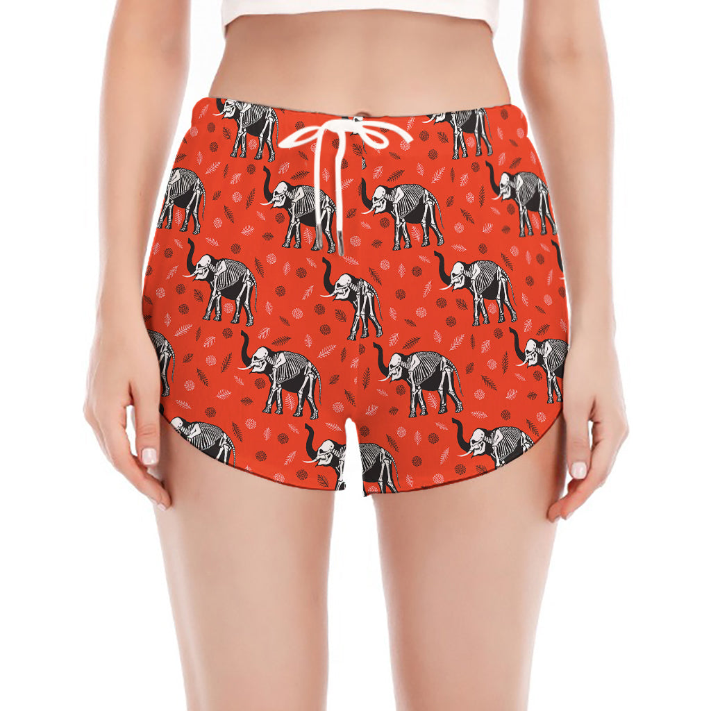 Elephant Skeleton X-Ray Pattern Print Women's Split Running Shorts