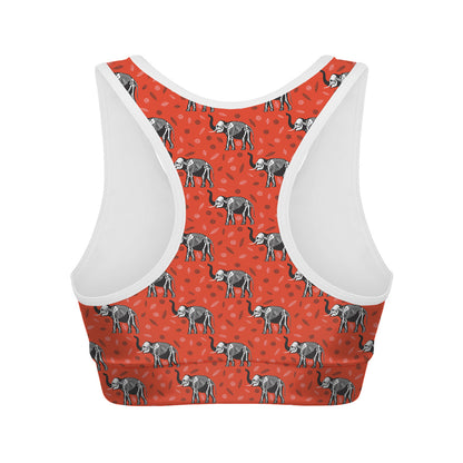 Elephant Skeleton X-Ray Pattern Print Women's Sports Bra